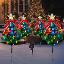 Solar Christmas Tree Pathway Lights com um conjunto de 4 Solar Christmas Tree Pathway Lights com um conjunto de 4