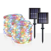 Solar Fairy String Lights, 20 m, 100 LED, multicolorido, pacote com 2 unidades Solar Fairy String Lights, 20 m, 100 LED, multicolorido, pacote com 2 unidades