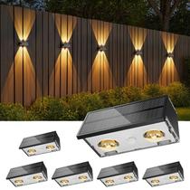 Solar Fence Lights Bridika, pacote com 6, 8 cores, impermeável