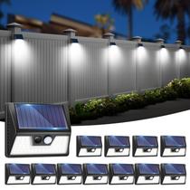 Solar Fence Lights com sensor de movimento à prova d'água, pacote com 12