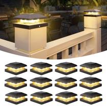 Solar Fence Post Cap Lights VOLISUN, pacote com 12 IP64, impermeável, branco quente