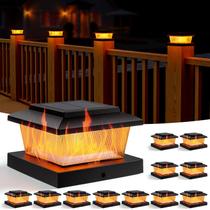 Solar Fence Post Lights APONUO, pacote com 12, Flickering Flame
