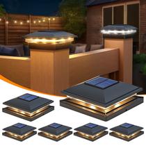 Solar Fence Post Lights APONUO, pacote com 6, quentes/frios, 14,5 x 14,5 cm Solar Fence Post Lights APONUO, pacote com 6, quentes/frios, 14,5 x 14,5 cm
