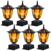 Solar Flame Post Lights Dynaming, pacote com 6, impermeável, 27x27x27cm
