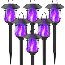 Solar Flame Torch Lights Dynaming, pacote com 6 unidades, roxo ao ar livre