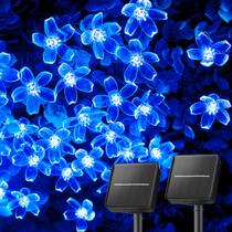 Solar Flower String Lights Brightown 120 LED 52 m azul, pacote com 2