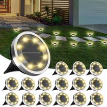 Solar Ground Lights INCX, pacote com 16, impermeável, branco quente Solar Ground Lights INCX, pacote com 16, impermeável, branco quente