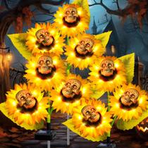 Solar Halloween Skull Sunflower Lights stadeco Waterproof, pacote com 4