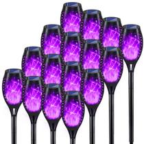 Solar Halloween Yard Lights KYEKIO Flickering Purple Flame, pacote com 16 Solar Halloween Yard Lights KYEKIO Flickering Purple Flame, pacote com 16