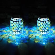 Solar Lights GUANFU Mosaic, pacote com 2 unidades, impermeável para decoração