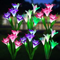 Solar Lights WDTpro Outdoor Garden, pacote com 6 e 24 flores de lírio