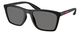 Solar Masculino Polarizado Prada Linea Rossa Ps B08s Orig. Quadrado Preto Fosco Cinza Polarizada Preto Fosco Preto/vermelho Fosco