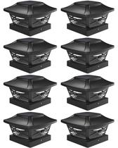 Solar Outdoor Post Cap Lights Davinci Lighting, pacote com 8 unidades pretas