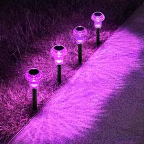 Solar Pathway Lights COZY-PAVILION Purple LED, pacote com 4