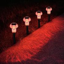 Solar Pathway Lights COZY-PAVILION Red LED, pacote com 4 unidades, impermeável Solar Pathway Lights COZY-PAVILION Red LED, pacote com 4 unidades, impermeável