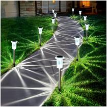Solar Pathway Lights Gorrzai, pacote com 10 unidades de aço inoxidável impermeável Solar Pathway Lights Gorrzai, pacote com 10 unidades de aço inoxidável impermeável