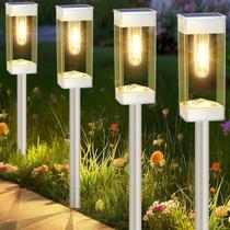 Solar Pathway Lights Gorrzai, pacote com 8 LED impermeável, branco