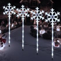 Solar Pathway Lights SPRKLINLIN, pacote com 4 pacotes Snowflake Outdoor Solar Pathway Lights SPRKLINLIN, pacote com 4 pacotes Snowflake Outdoor