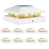 Solar Post Cap Light VOLISUN 4x4, impermeável, branco quente, pacote com 8