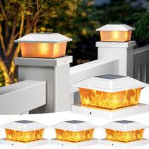 Solar Post Cap Lights btfarm 4x4 Flickering Flame, pacote com 4
