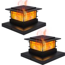 Solar Post Cap Lights Dynaming, pacote com 2 unidades Flame LED 15x15x9cm