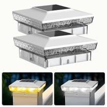 Solar Post Cap Lights KEILAIMO, pacote com 2, IP65, à prova d'água Solar Post Cap Lights KEILAIMO, pacote com 2, IP65, à prova d'água