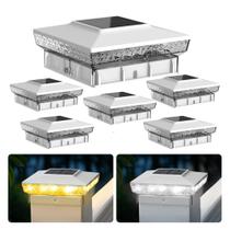 Solar Post Cap Lights KEILAIMO, pacote com 6 unidades, branco quente/frio, IP65 Solar Post Cap Lights KEILAIMO, pacote com 6 unidades, branco quente/frio, IP65