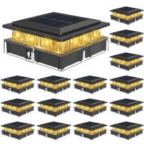 Solar Post Cap Lights kolpop, pacote com 16 unidades, IP65, impermeável, branco quente