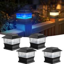 Solar Post Cap Lights MOON-DE-AGE RGB e Warm 50lm, pacote com 4