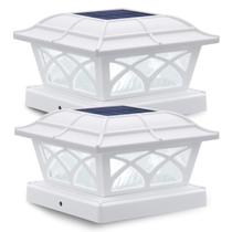 Solar Post Cap Lights SideInlar, 2 modos, 8 LEDs, pacote com 2 Solar Post Cap Lights SideInlar, 2 modos, 8 LEDs, pacote com 2