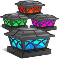 Solar Post Cap Lights SideInlar RGB Color Changing, pacote com 4 Solar Post Cap Lights SideInlar RGB Color Changing, pacote com 4