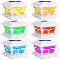 Solar Post Cap Lights SideInlar RGB Color Changing, pacote com 6 Solar Post Cap Lights SideInlar RGB Color Changing, pacote com 6