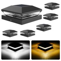 Solar Post Cap Lights T-SUN, pacote com 6 unidades, impermeáveis, de duas cores