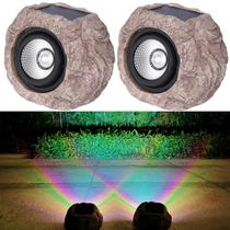 Solar Rock Lights SSCDFDC, pacote com 2 LEDs coloridos à prova d'água