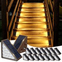 Solar Step Lights JOFIOS, pacote com 16, impermeável, IP67, marrom