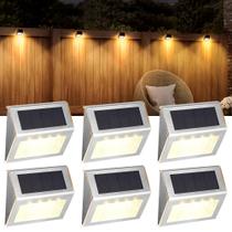 Solar Step Lights SOLPEX, pacote com 6, impermeável, 4 LEDs, branco quente