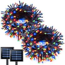 Solar String Light JMEXSUSS, pacote com 2, 64 m, 100 LED, multicolorido Solar String Light JMEXSUSS, pacote com 2, 64 m, 100 LED, multicolorido