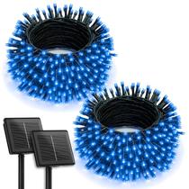 Solar String Lights Brightown 400 LED 144 pés, pacote com 2 unidades, azul Solar String Lights Brightown 400 LED 144 pés, pacote com 2 unidades, azul