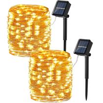 Solar String Lights Brizled, pacote com 2, 66 pés e 400 LED, branco quente Solar String Lights Brizled, pacote com 2, 66 pés e 400 LED, branco quente