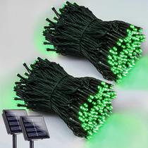 Solar String Lights EEW, pacote com 2 unidades, 200 LED, fio verde, impermeável Solar String Lights EEW, pacote com 2 unidades, 200 LED, fio verde, impermeável