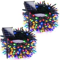 Solar String Lights EXF 400LED 132FT vermelho branco azul, pacote com 4 Solar String Lights EXF 400LED 132FT vermelho branco azul, pacote com 4