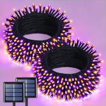 Solar String Lights JMEXSUSS Laranja/Roxo 400 LED, pacote com 2 Solar String Lights JMEXSUSS Laranja/Roxo 400 LED, pacote com 2