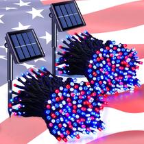 Solar String Lights JMEXSUSS, pacote com 2, 23 m, 200 LED, Patriotic