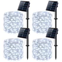 Solar String Lights JMEXSUSS, pacote com 4, 100 LED, 10 m, à prova d'água Solar String Lights JMEXSUSS, pacote com 4, 100 LED, 10 m, à prova d'água