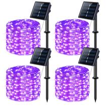 Solar String Lights JMEXSUSS, pacote com 4, 33 pés, roxo, 100 LED Solar String Lights JMEXSUSS, pacote com 4, 33 pés, roxo, 100 LED