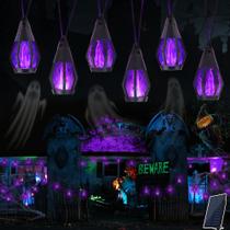 Solar String Lights Jnaurb 21Ft com 10 lâmpadas de chama cintilante