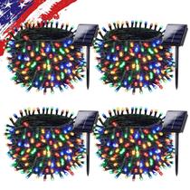 Solar String Lights KAQ 132 pés 400LED, pacote com 4 unidades, multicoloridas, IP65 Solar String Lights KAQ 132 pés 400LED, pacote com 4 unidades, multicoloridas, IP65