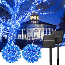Solar String Lights Minetom 200 LED 80 pés, pacote com 2, azul e branco