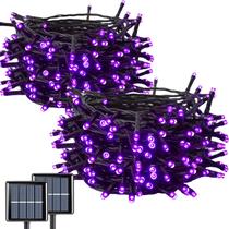 Solar String Lights QITONG, pacote com 2, 20 m, 200 LED, roxo