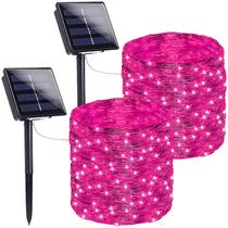 Solar String Lights SANJICHA, pacote com 2, 44 m, 400 LED, rosa, impermeável Solar String Lights SANJICHA, pacote com 2, 44 m, 400 LED, rosa, impermeável